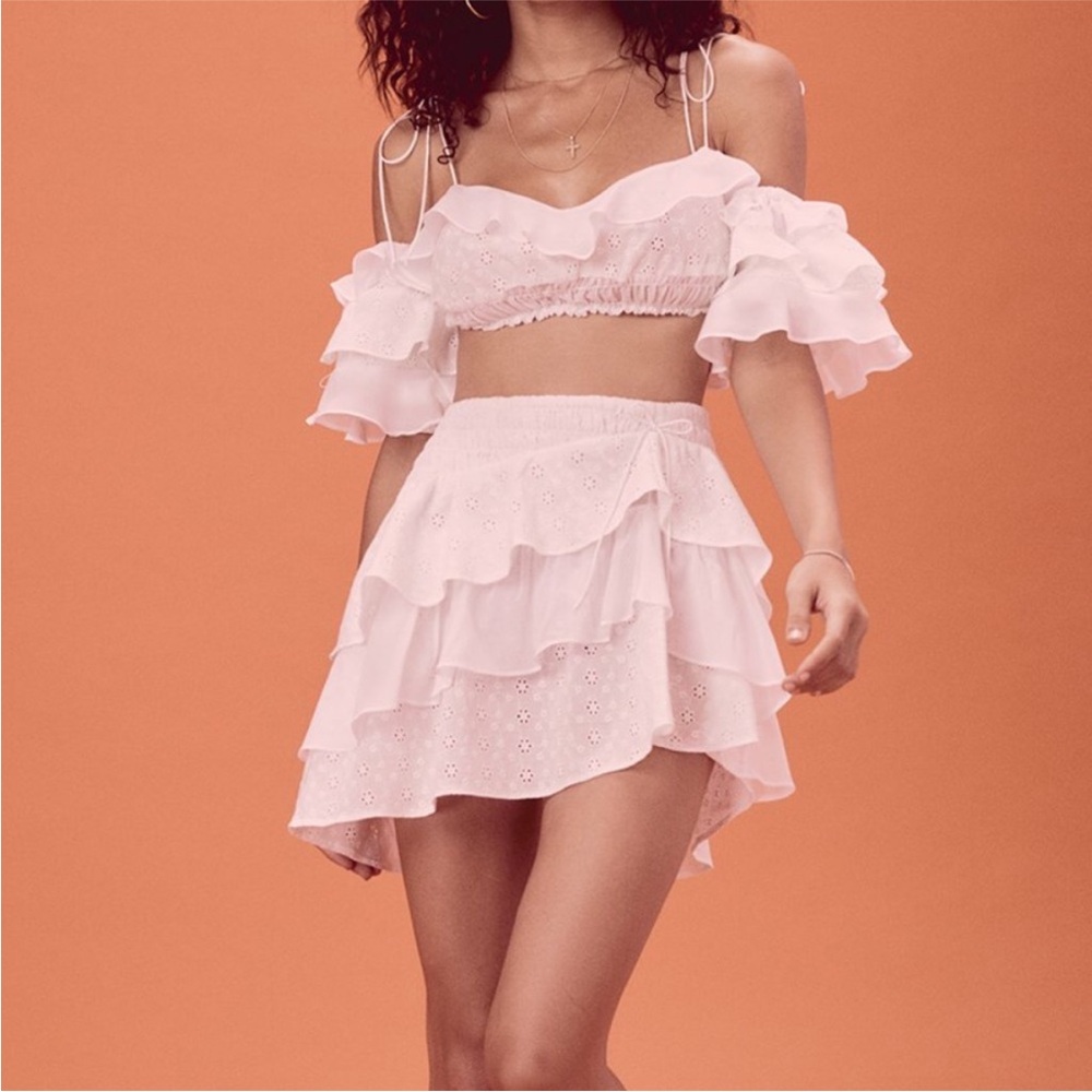 NWT - For Love and Lemons Bora Bora Skirt White Layered Skirt